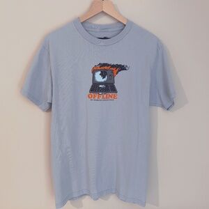 Obey Worldwide Offline Computer Gray/Blue Crewneck Tee Shirt Men's Size M